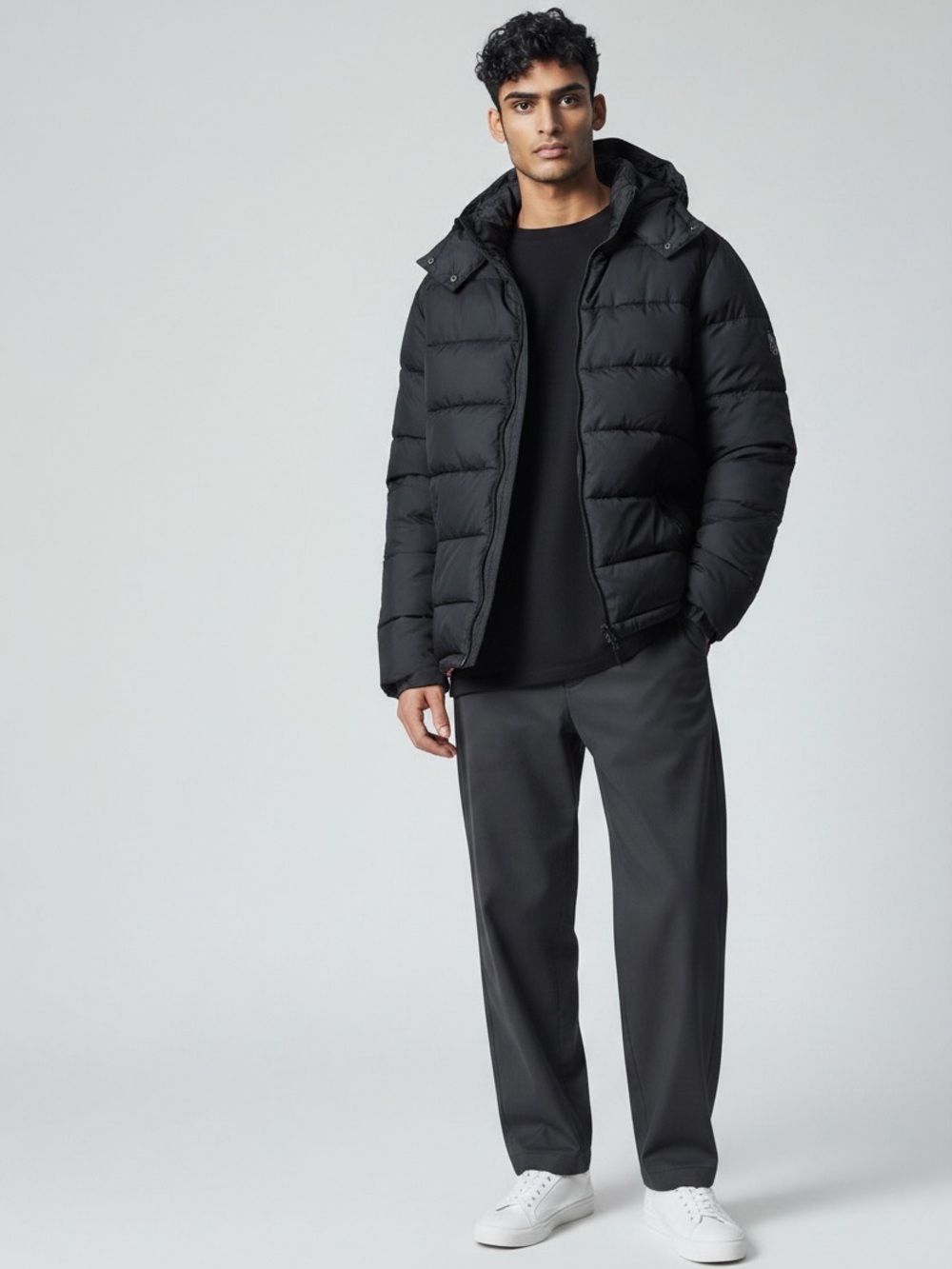 Steve & Barry’s Men's Black Hooded Puffer Jacket